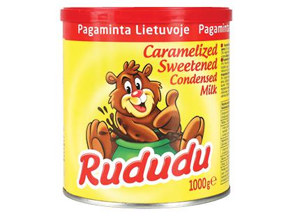 Karamelinis sutirštintas pienas RUDUDU*, 8 % rieb.