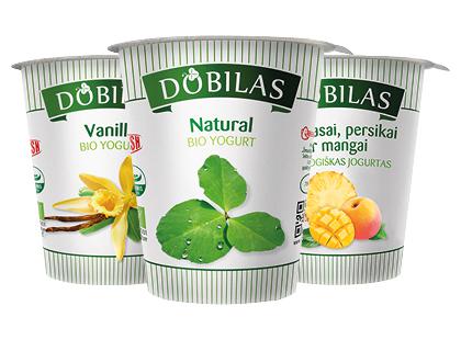 Valgomasis ekologiškas jogurtas DOBILAS*, 3 rūšių, 3,1–3,8 % rieb., 300 g