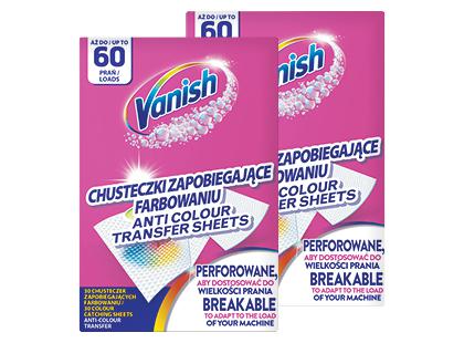 Skalbiamosios servetėlės VANISH nuo nusidažymo*, 2 vnt. × 1 dėž. (60 vnt.)