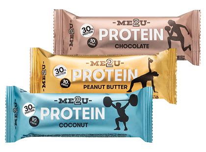 Baltyminis batonėlis ME2U PROTEIN*, 3 rūšių, 60 g
