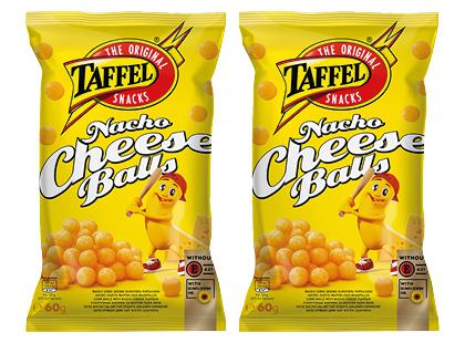 cheesenuts 08、15、55、58、62、65 Kukurūzų rutuliukai Taffel Nacho Cheese Balls 165g