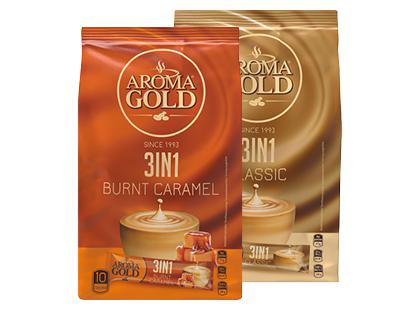 Tirpiosios kavos gėrimas AROMA GOLD 3 IN 1*, 2 rūšių, 1 maiš. (20 pak.)