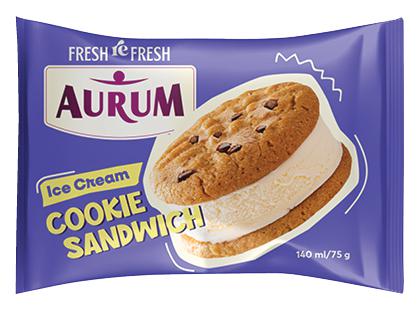 Valgomieji vanilės skonio ledai su sausainiais AURUM*, 75 g