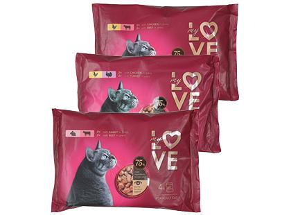 Konservuotas kačių ėdalas MY LOVE*, 3 rūšių, 1 pak. (4 vnt. × 85 g)