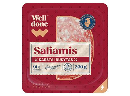 Pjaustytas karštai rūkytas saliamis WELL DONE*, a. r., 200 g