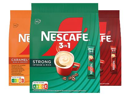 Tirpiosios kavos gėrimas NESCAFÉ*, 3 rūšių, 1 maiš. (10 pak.)