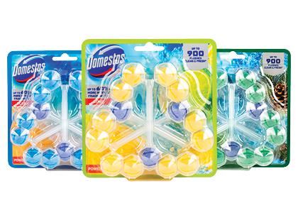 WC gaiviklis ir valiklis DOMESTOS POWER 5*, 3 rūšių, 1 pak. (3 vnt.)