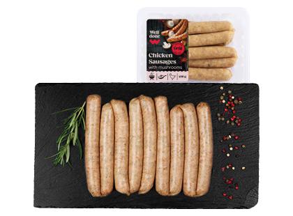 Šviežios vištienos dešrelės su grybais WELL DONE, 400 g