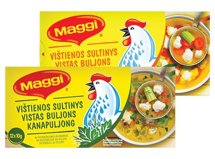 Vištienos sultinio kubeliai MAGGI*, 2 rūšių, 1 dėž. (12 kub. × 10 g)