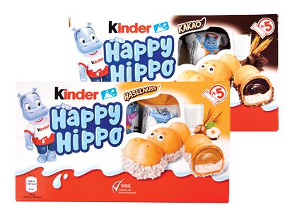Vafliukai KINDER HAPPY HIPPO, 2 rūšių, 104 g