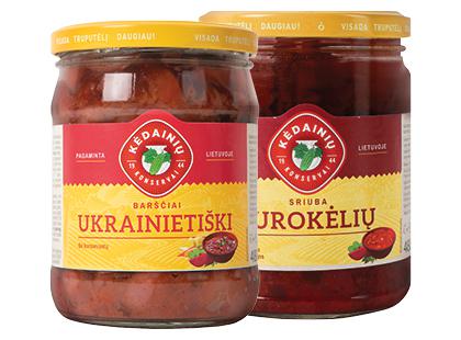 KĖDAINIŲ KONSERVŲ FABRIKO barščiai; burokėlių sriuba*, 2 rūšių, 480 g