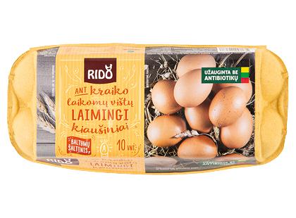 Ant kraiko laikomų vištų kiaušiniai RIDO, rudi, 1 dėž. (10 vnt.)