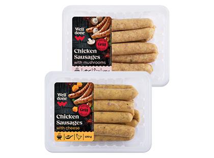 Šviežios vištienos dešrelės su sūriu; grybais WELL DONE*, 2 rūšių, 400 g