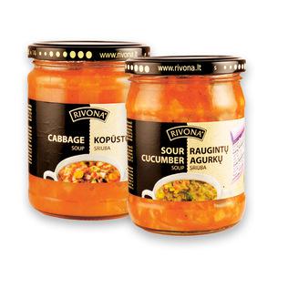 Konservuota sriuba raugintų agurkų arba kopūstų RIVONA, 480 g