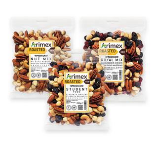 Fasuotiems riešutų mišiniams ARIMEX PREMIUM (3 rūšių), 250 g/pak.