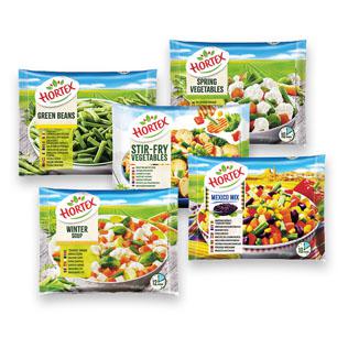 Prekė: Šald.daržovėms ir jų mišiniams HORTEX (8 rūšių), 400 g, 450 g