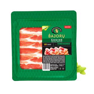 BAJORŲ šaltai rūkyta šoninė pjaustyta griež., 120 g