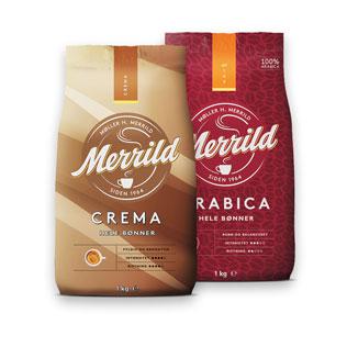 Kavos pupelės MERRILD ARABICA arba CREMA, 1 kg