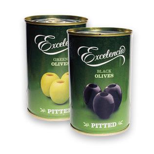 Juodosios arba žaliosios alyvuogės be kauliukų EXCELENCIA, 300 g