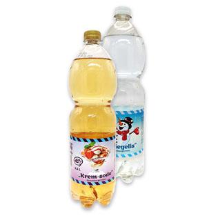 Gazuotas gaivusis gėrimas HEY! KREM-SODA arba SNIEGELIS, 1,5 l