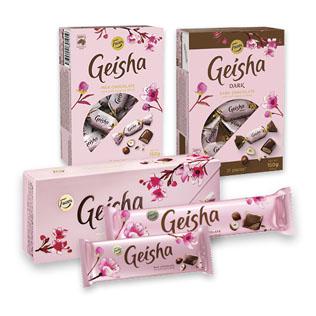 Batonėliui, pieniniam šokoladui ir saldainiams GEISHA, 37–270 g