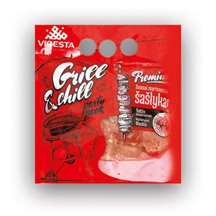 Sausai marinuotas kiaulienos šašlykas GRILL&CHILL, 1 kg/pak.