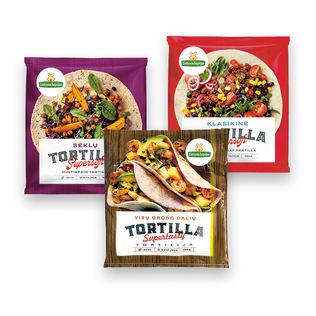Tortilijoms TORTILLA ORIGINAL, kukurūziniams tako krepšeliams TACO SHELLS ir kukurūzų traškučiams SANTA MARIA, 135–371 g