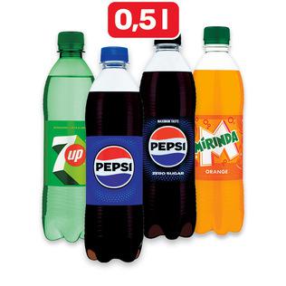 Gėrimas  7UP, MIRINDA, PEPSI arba PEPSI MAX, 0,5 l
