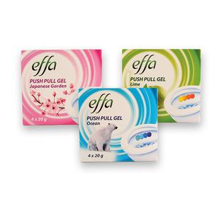 Tualetų valymo gelis EFFA PUSH PULL (3 rūšių), 4x20g/pak.