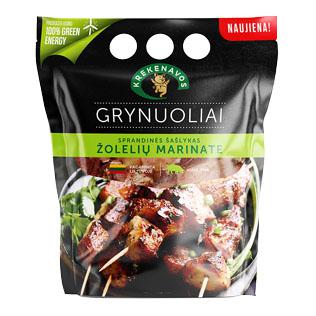 Mar. kiaul. sprandin4s šašl. žolel. marinate GRYNUOLIAI, 800 g/pak.