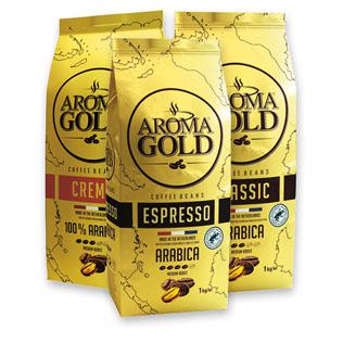 Kavos pupelės AROMA GOLD CREMA, CLASSIC arba ESPRESSO, 1 kg