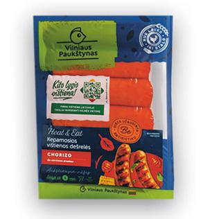 Kepamsios vištienos dešrelės HEAT&EAT CHORIZO, 320 g/pak.