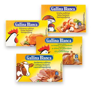 Prekė: Sultinys GALLINA BLANCA (4 rūšių), 8 vnt., 80 g/pak.
