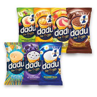 Ledai DADU vafliniame puodelyje (10 rūšių), 120 ml/vnt.
