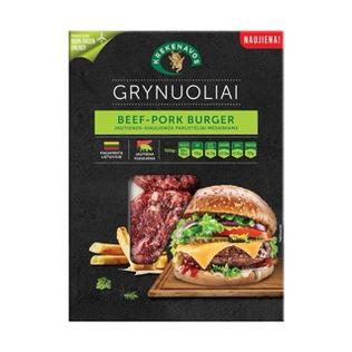 Kiaulienos ir jautienos burgerių paplotėl. GRYNUOLIAI, 220 g