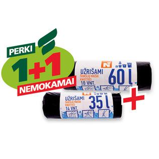 Šiukšlių maišai N KNOTTIES, 35 l x 14 vnt./pak. arba 60 l x 10 vnt./pak.