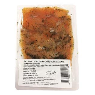 Šaltai rūkytų atlant. lašišų filė gabaliukai su krapais, 100 g