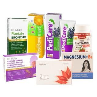 Maisto papildams, vitaminams, gyd. tepalams ir tirpalams