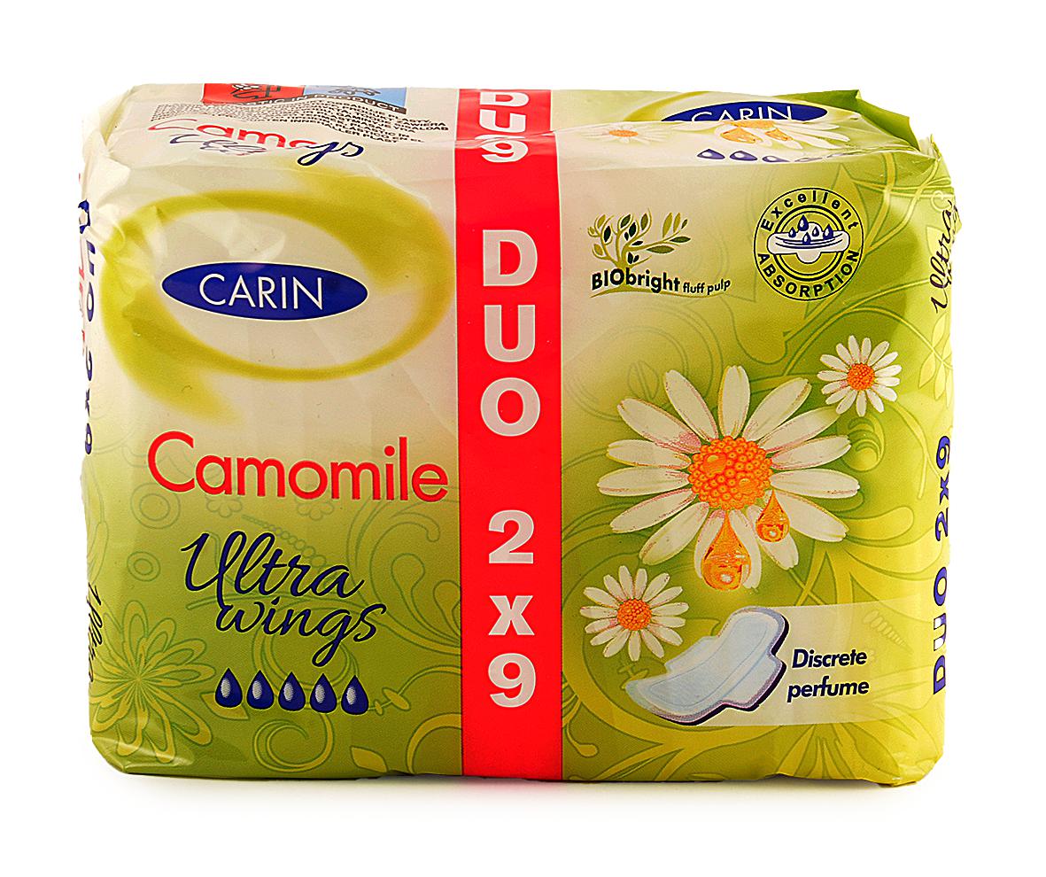 Hig. paketai CARIN CAMOMILE ULTRA WINGS DUO, 18 vnt./pak.