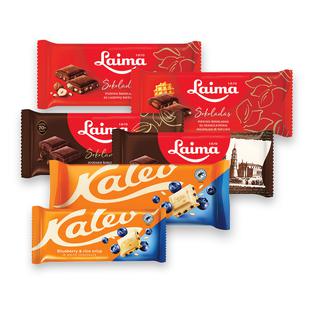 Šokoladui LAIMA IR KALEV (6rūšių), 90-190 g