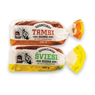 DUONČIAUS šviesi ir tamsi duona su saulėgr., 700 g