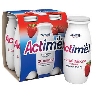 Jogurtinis gėrimas ACTIMEL vaisinis arba braškių skonio, 4x100 g/pak.