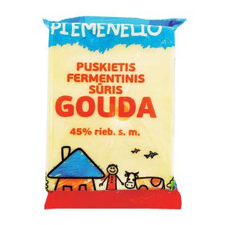 PIEMENĖLIO puskietis fermentinis sūris GOUDA, 45% rieb.s.m., 200 g