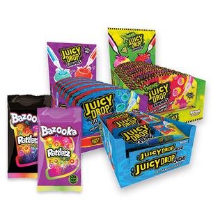 Kramt. saldainiai BAZOOKA RATTLERZ (2 rūšių) ir JUICY DROPS (4 rūšių), 26-67 g