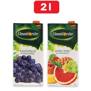 Prekė: Įv. vaisių su raudonaisiais apelsinais arba vynuogių sulčių gėrimas ELMENHORSTER, 2 l