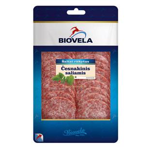 Biovela š.r. ČESNAKINIS saliamis griežinėliais, 90 g