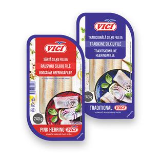 TRADICINĖ arba RAUSVOJI silkių filė VIČI, 240 g