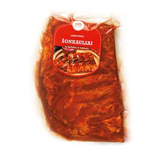 Marin. kiaulienos šonkauliia BBQ medaus marinate, 900 g/pak.