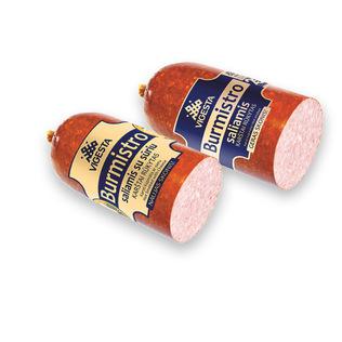 BURMISTRO karštai rūkytas saliamis (2 rūšių), 450 g