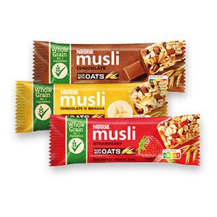 Dribsnių batonėliai NESTLE MUSLI (3 rūšių), 35 g